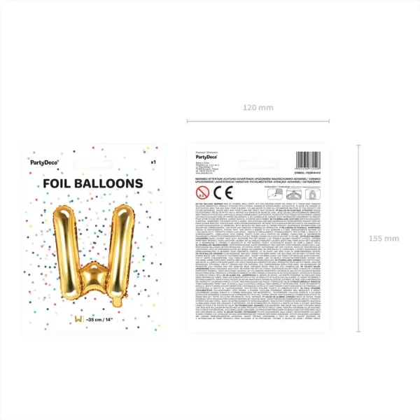 Folienballons buchstabe w gold 35cm vp