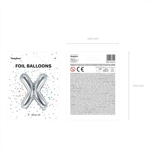 Folienballons buchstabe x silber 35cm vp