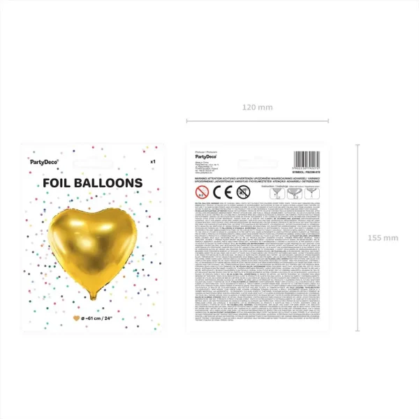 Folienballons herz gold 61cm vp