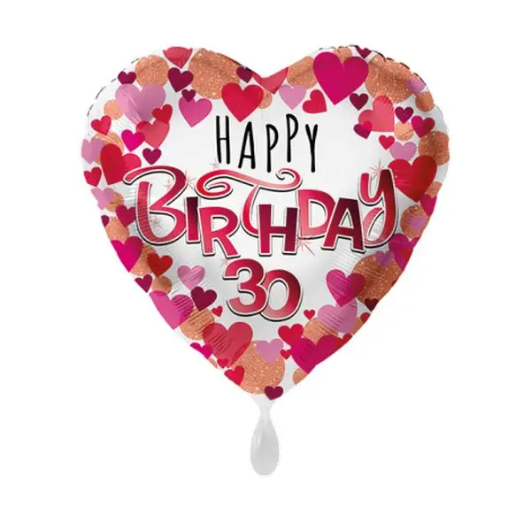Folienballons herz happy birthday herzen 30 weiss rosa rot