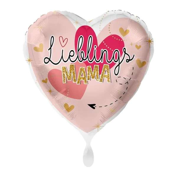 Folienballons herz lieblings mama rosa weiss 43cm