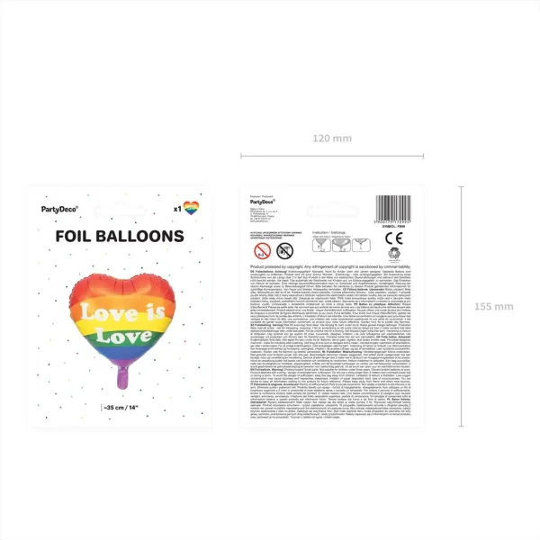 Folienballons herz love is love bunt 35cm vp