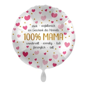 Folienballons rund 100 mama rosa weiss 43cm