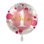 Folienballons rund 1er birthday rosa gold 43cm