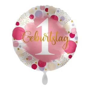 Folienballons rund 1er geburtstag rosa gold 43cm