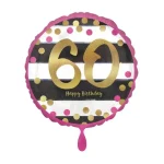 Folienballons rund 60 happy birthday pink gold