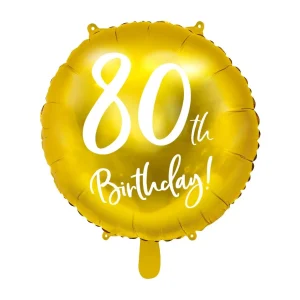Folienballons rund 80th birthday gold