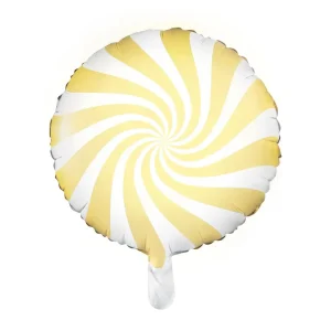Folienballons rund bonbon weiss gelb 35cm
