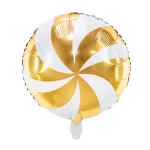 Folienballons rund bonbon weiss gold 35cm 1