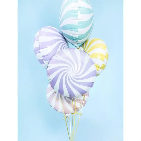 Folienballons rund bonbon weiss lila 35cm 03