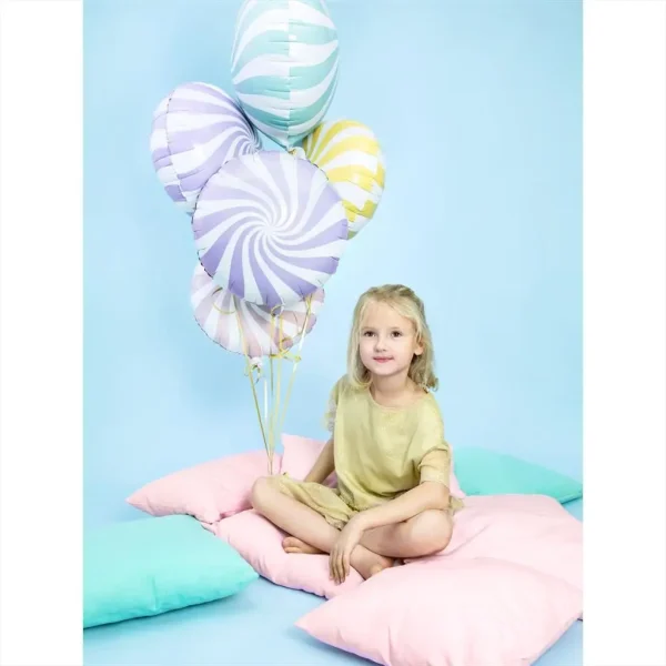 Folienballons rund bonbon weiss lila 35cm 04