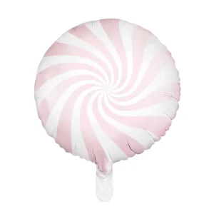Folienballons rund bonbon weiss rosa 35cm