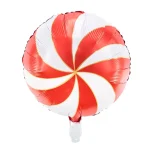 Folienballons rund bonbon weiss rot 35cm 1