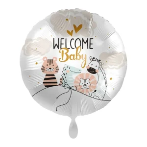 Folienballons rund welcome baby bunt 43cm