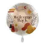Folienballons rund welcome back beige weiss 43cm