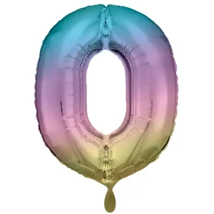 Folienballons zahl 0 regenbogenfarben 86cm riethmueller
