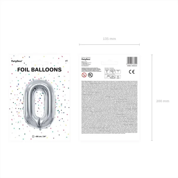 Folienballons zahl 0 silber 86cm vp