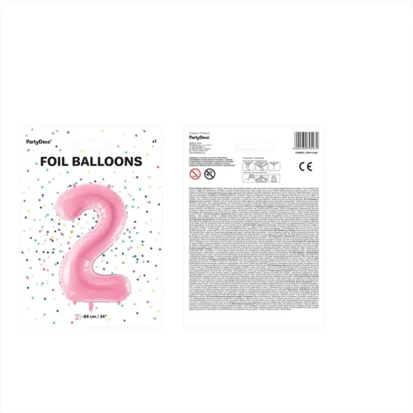 Folienballons zahl 2 rosa 86cm vp