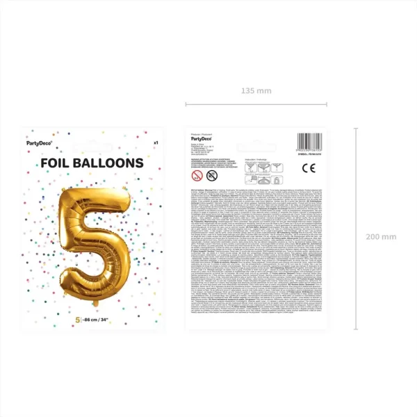 Folienballons zahl 5 gold 86cm vp