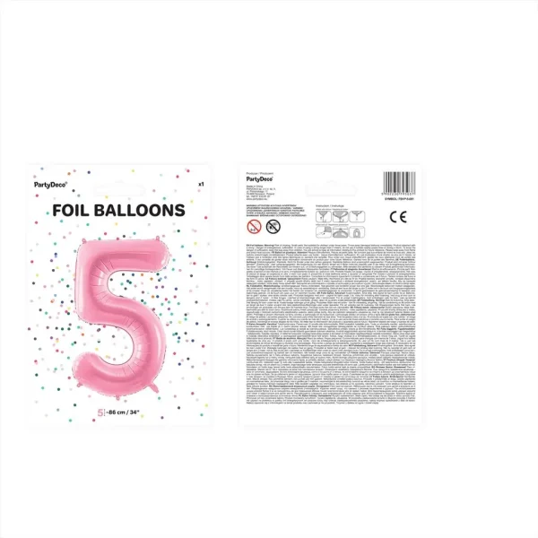 Folienballons zahl 5 rosa 86cm vp
