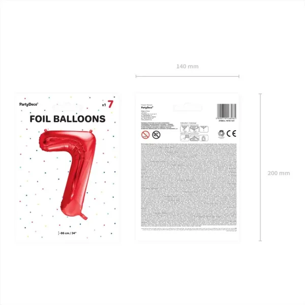 Folienballons zahl 7 rot 86cm vp