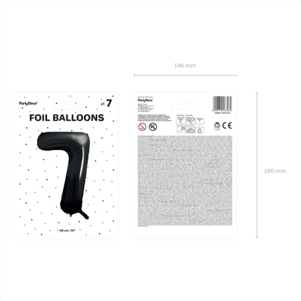Folienballons zahl 7 schwarz 86cm vp