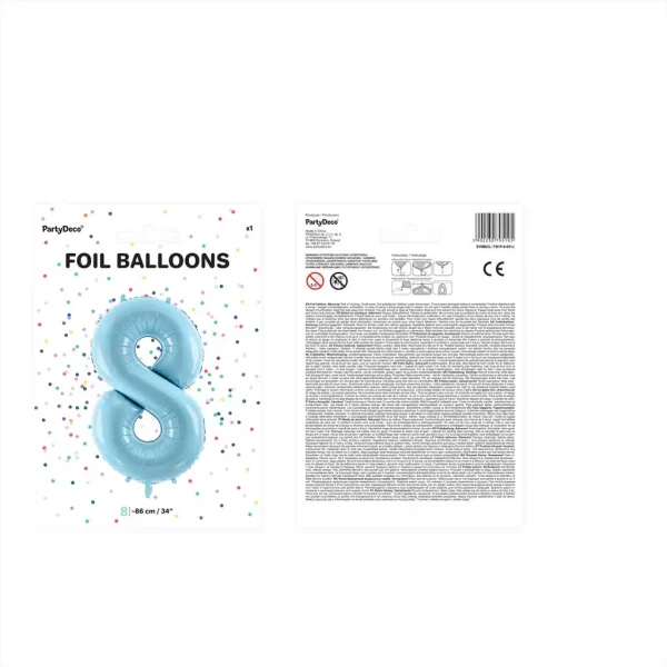 Folienballons zahl 8 hellblau 86cm vp