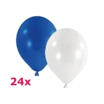 Latexballons rund blau weiss 24