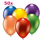 Latexballons rund bunt metallic 50