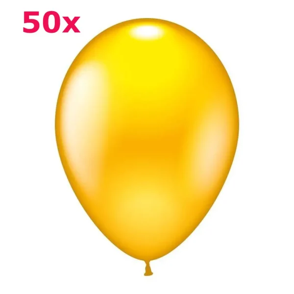 Latexballons rund gelb metallic 50