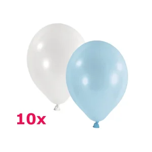Latexballons rund hellblau weiss 10
