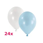 Latexballons rund hellblau weiss 24