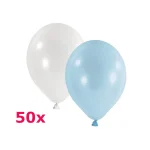 Latexballons rund hellblau weiss 50