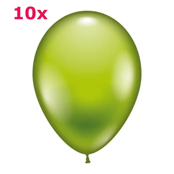 Latexballons rund limonengruen metallic 10