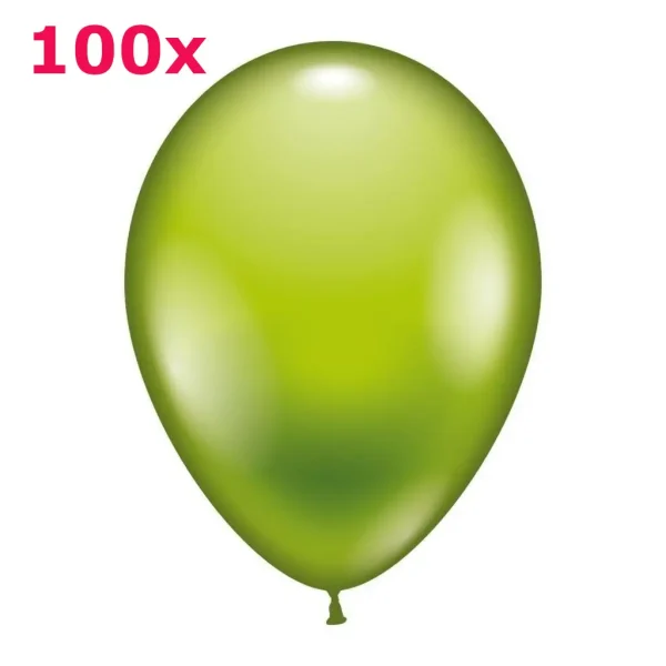 Latexballons rund limonengruen metallic 100