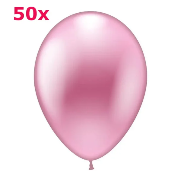 Latexballons rund rosa metallic 50