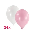 Latexballons rund rosa weiss 24