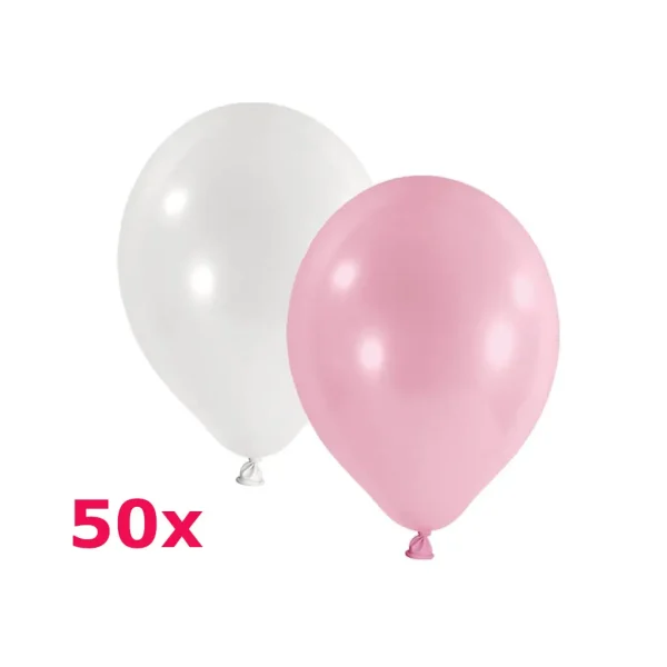 Latexballons rund rosa weiss 50