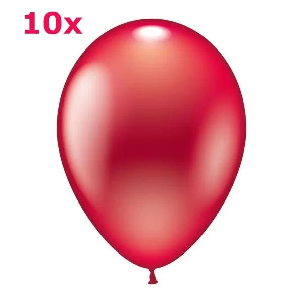 Latexballons rund rot metallic 10