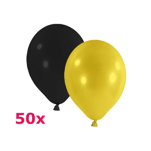 Latexballons rund schwarz gelb 50