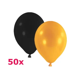 Latexballons rund schwarz orange 50