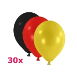 Latexballons rund schwarz rot gelb 30