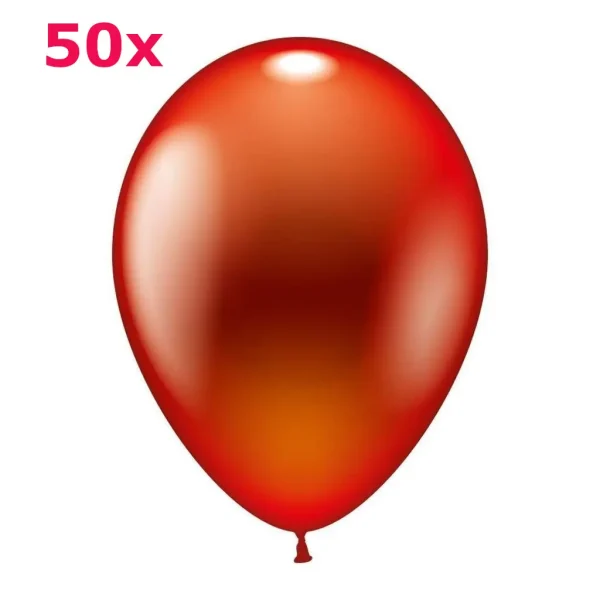Latexballons rund warmrot metallic 50