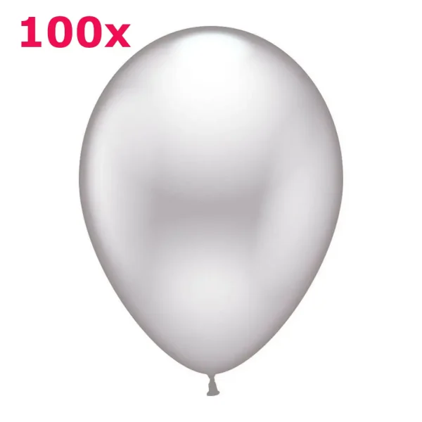Latexballons rund weiss metallic 100