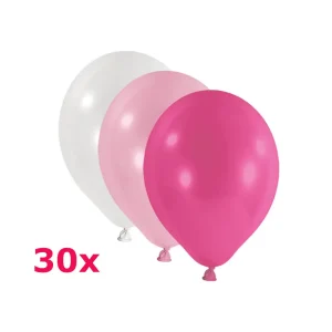 Latexballons rund weiss rosa pink 30