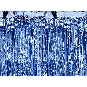 Raumdekoration glittervorhaenge blau 2 5mx90cm partydeco party